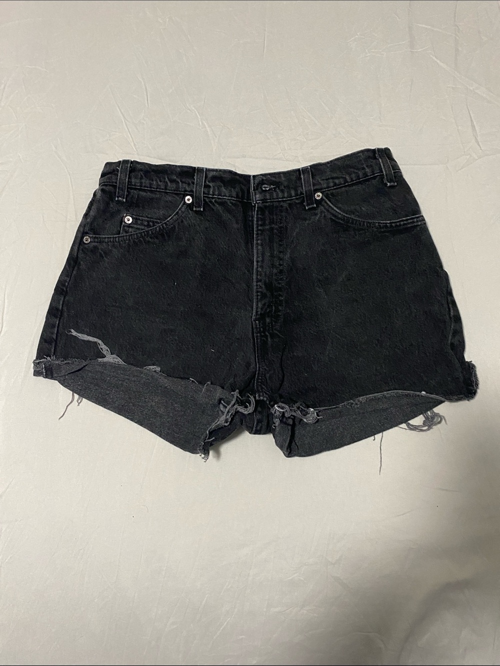 Levi's Black Raw-Hem Denim Shorts